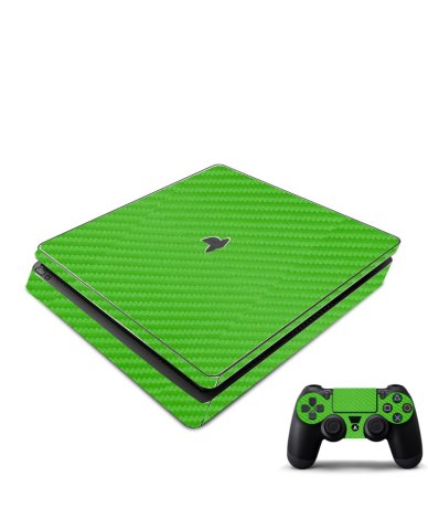 Playstation PS4 Slim Green Carbon Fiber Console Skin