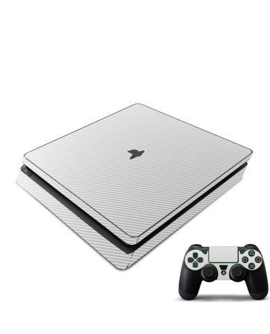 Playstation PS4 Slim White Carbon Fiber Console Skin