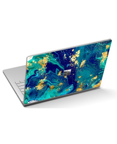 Microsoft Surface Book 2 BLUE AND GOLD MARBLE Laptop Skin