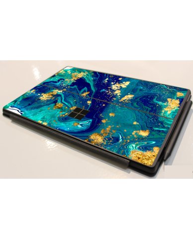 Microsoft Surface Pro 7 BLUE AND GOLD MARBLE Laptop Skin