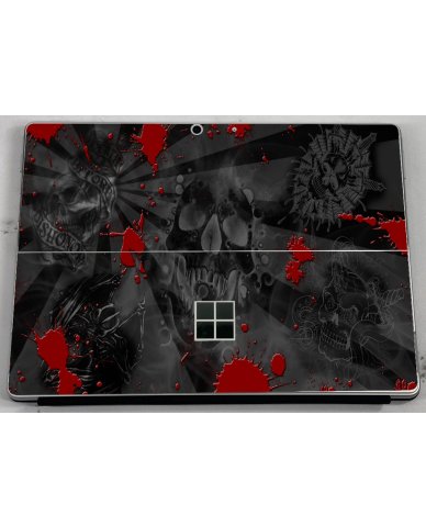 Microsoft Surface Pro 8 BLACK SKULLS RED Laptop Skin