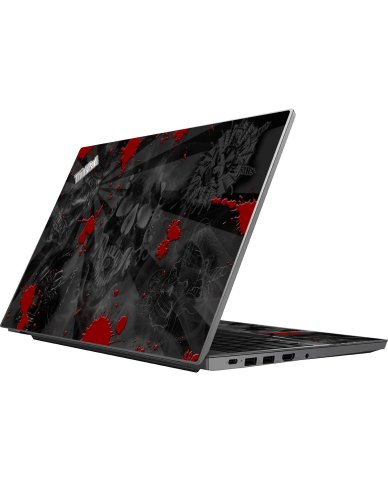 ThinkPad T14S G1 BLACK SKULLS RED Laptop Skin
