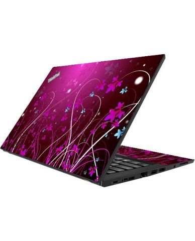 ThinkPad T490 PINK BLUE FLOWERS Laptop Skin