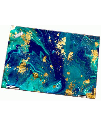 ThinkPad X1 CARBON YOGA G2 BLUE AND GOLD MARBLE Laptop Skin