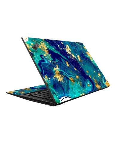 ThinkPad X1 CARBON G6 BLUE AND GOLD MARBLE Laptop Skin