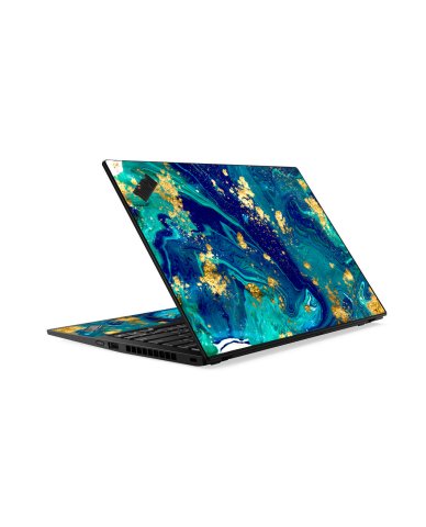 ThinkPad X1 CARBON G7 BLUE AND GOLD MARBLE Laptop Skin