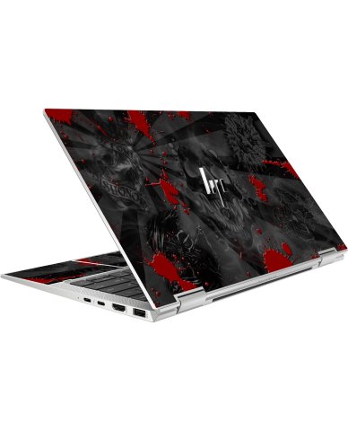 HP EliteBook X360 1030 G8 BLACK SKULLS RED Laptop Skin