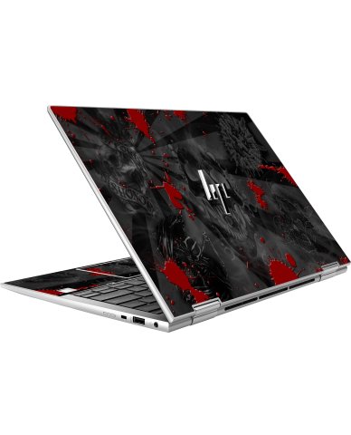 HP EliteBook X360 830 G9 2 in 1 BLACK SKULLS RED Laptop Skin