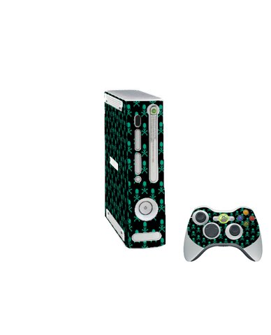 Microsoft Xbox 360 Original GREEN SKULLS Console Skin