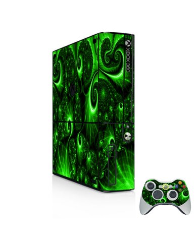 Microsoft Xbox 360E GREEN SWIRLS Console Skin
