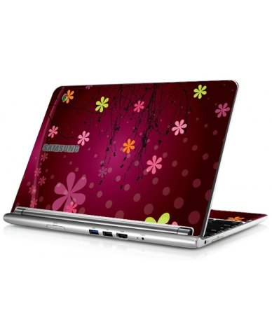 Samsung Chromebook XE303C12 RETRO PINK FLOWERS Skin