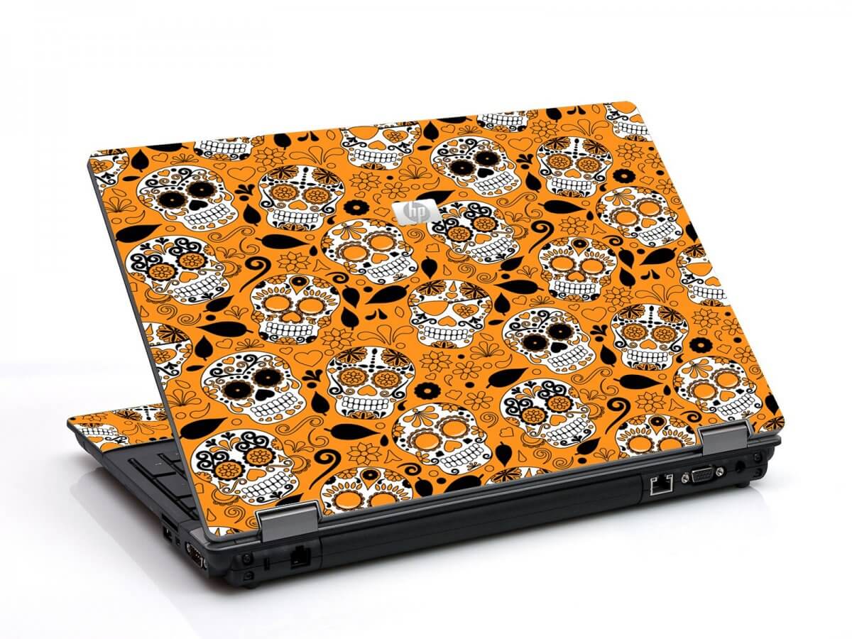 Orange Sugar Skulls 6530B Laptop Skin