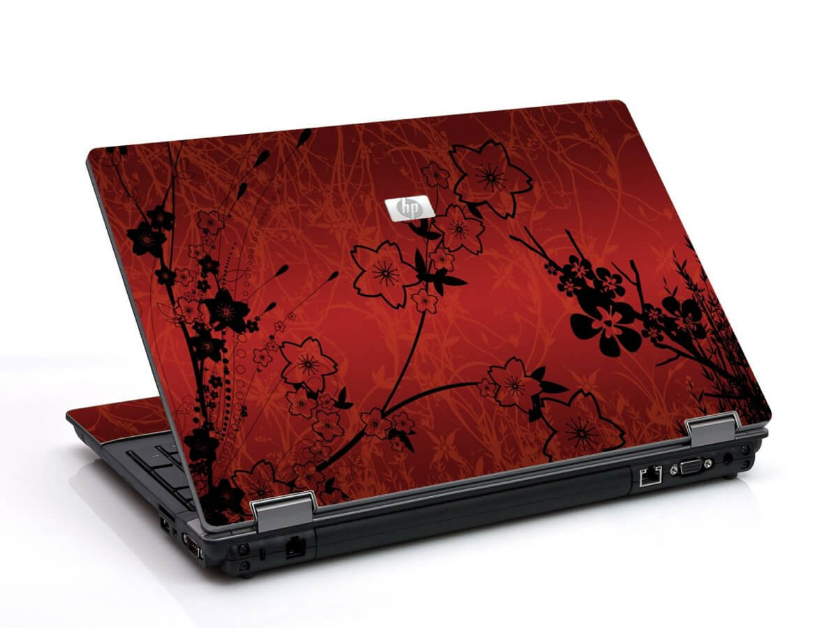 Retro Red Flowers 6530B Laptop Skin