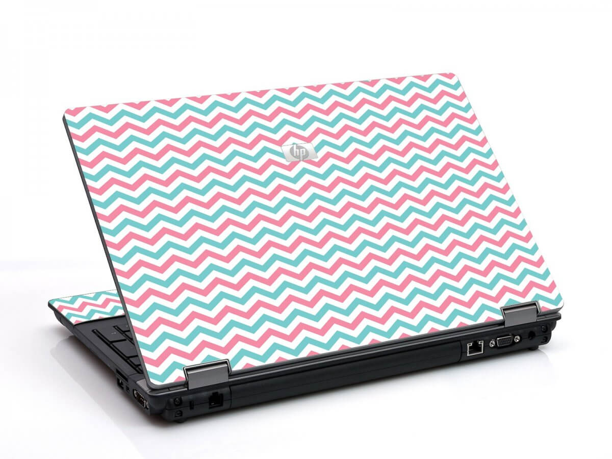 Pink Teal Chevron Waves 6730B Laptop Skin