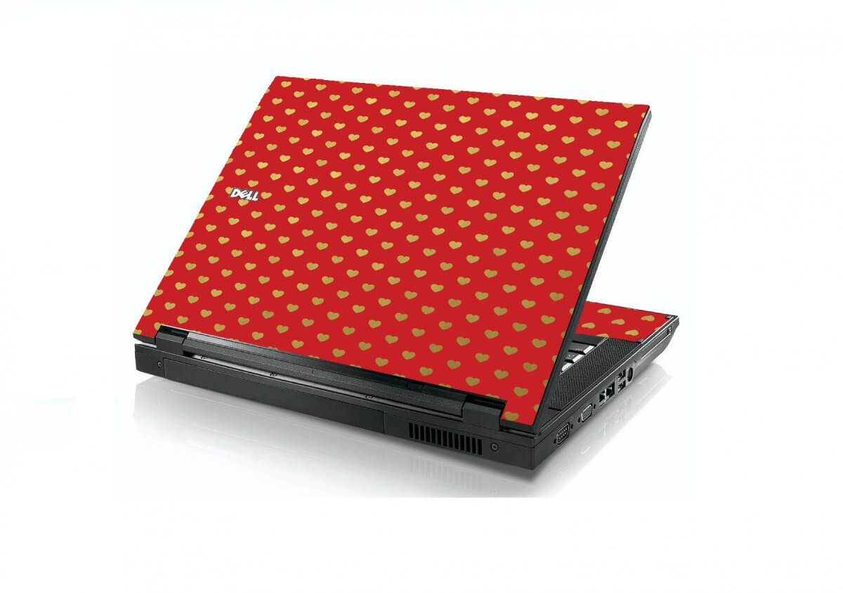 Red Gold Hearts Dell E5400 Laptop Skin
