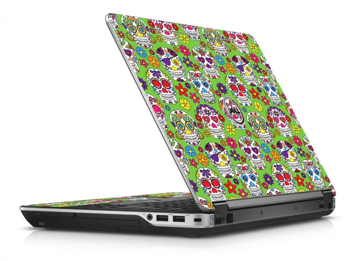 Green Sugar Skulls Dell E6440 Laptop Skin