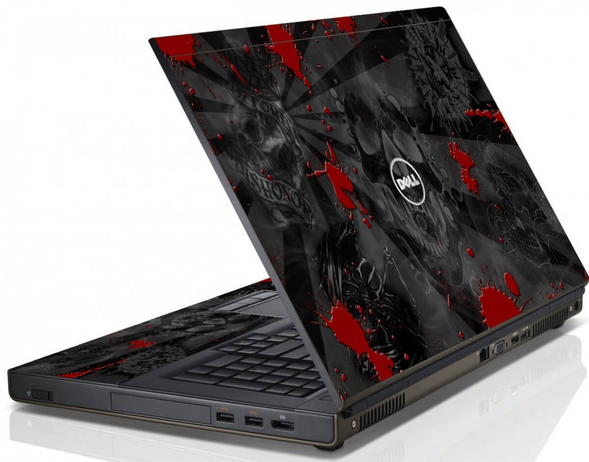 Black Skulls Red Dell M4600 Laptop Skin