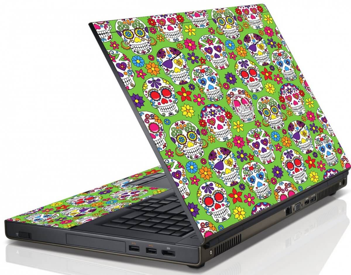 Green Sugar Skulls Dell M4600 Laptop Skin