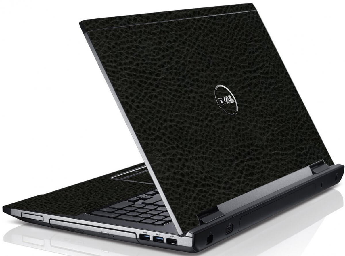 Black Leather Dell V3550 Laptop Skin