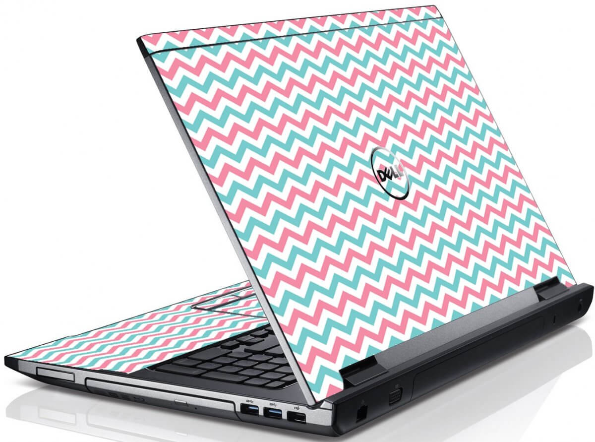 Pink Teal Chevron Waves Dell V3550 Laptop Skin