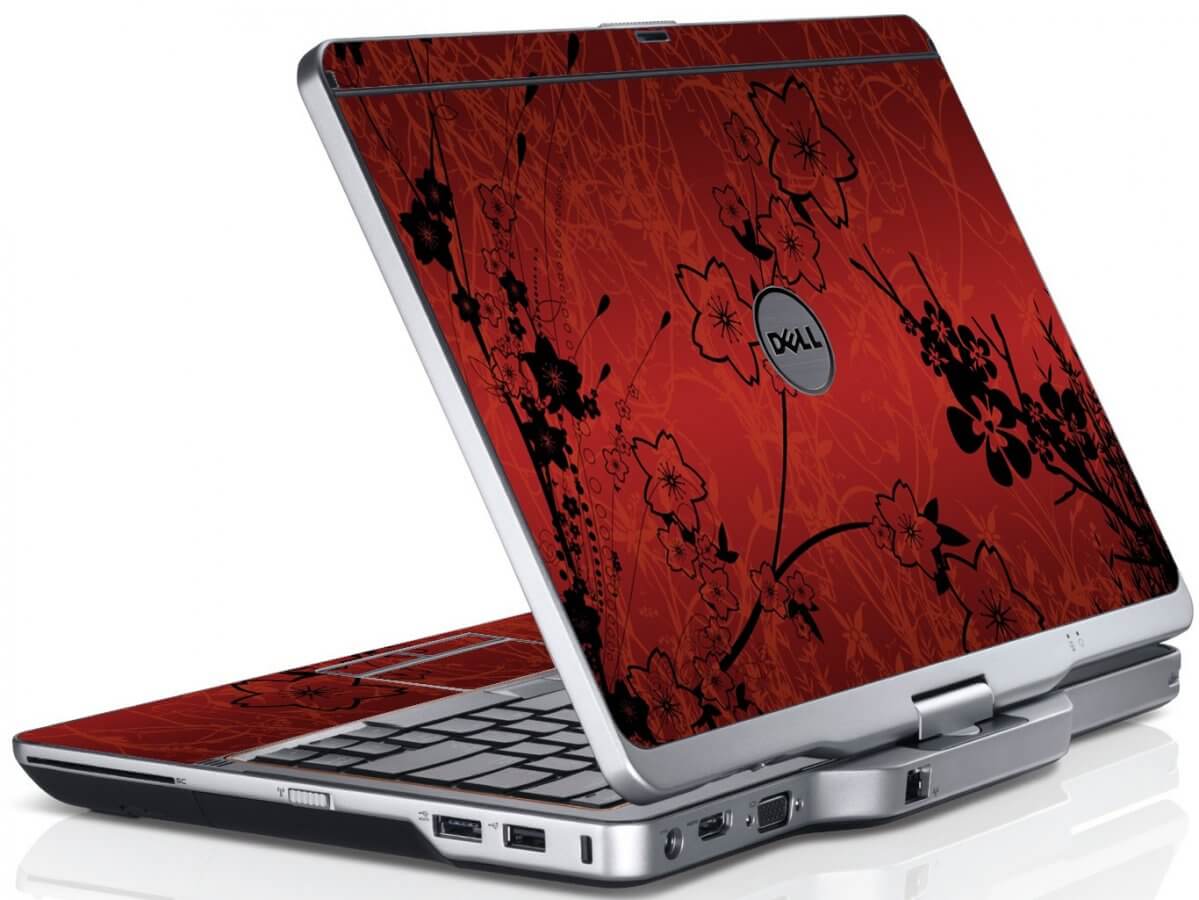 Retro Red Flowers Dell XT3 Laptop Skin