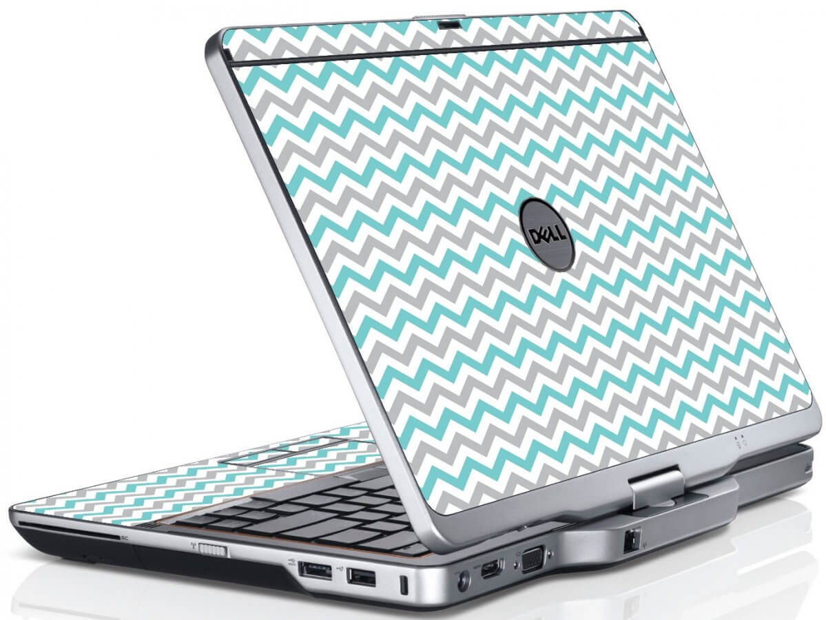 Teal Grey Chevron Wave Dell XT3 Laptop Skin