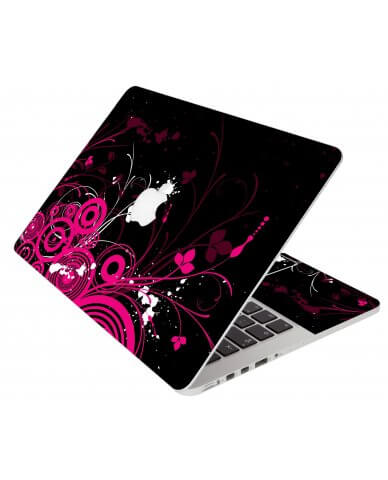 Black Pink Butterfly Apple Macbook Air 11 A1370 Laptop Skin