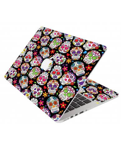 Sugar Skulls Black Flowers Apple Macbook Pro 15 A1286 Laptop Skin