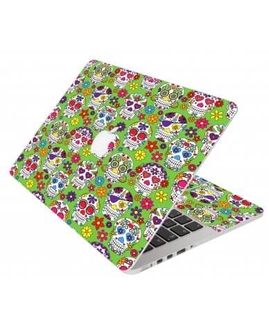 Green Sugar Skulls Apple Macbook Pro 15 Retina A1398 Laptop Skin