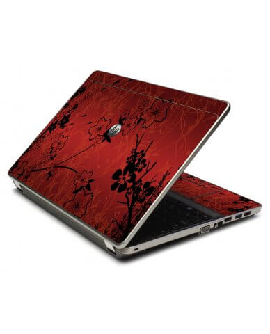 Retro Red Flowers 4535S Laptop Skin