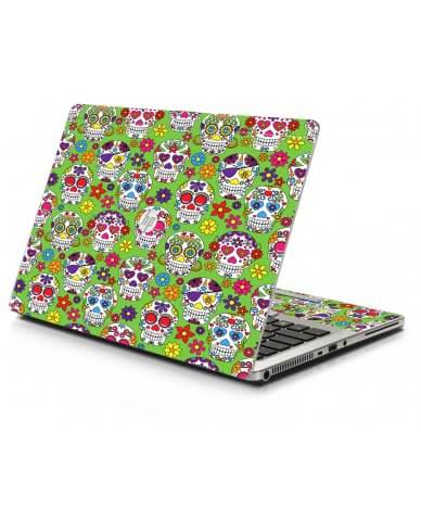 Green Sugar Skulls HP 9470M Laptop Skin