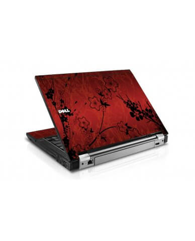 Retro Red Flowers Dell E4300 Laptop Skin