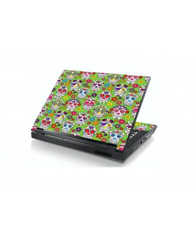 Green Sugar Skulls Dell E5400 Laptop Skin