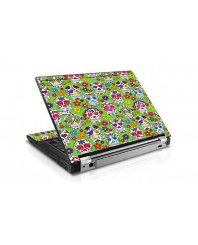 Green Sugar Skulls Dell E6400 Laptop Skin