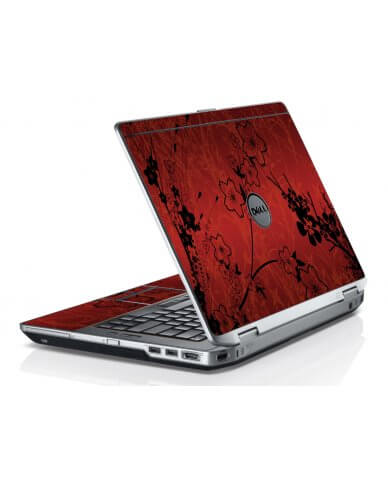 Retro Red Flowers Dell E6420 Laptop Skin