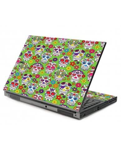 Green Sugar Skulls Dell M6400 Laptop Skin