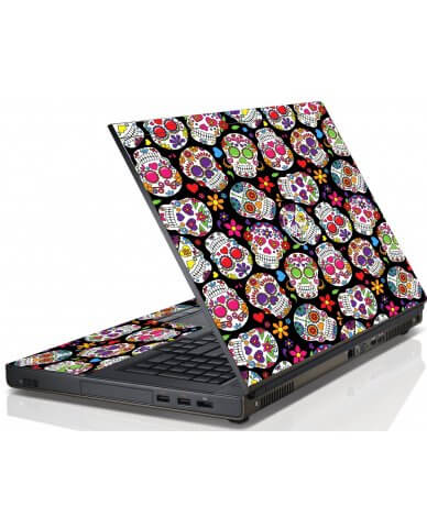 Sugar Skulls Black Flowers Dell M6600 Laptop Skin
