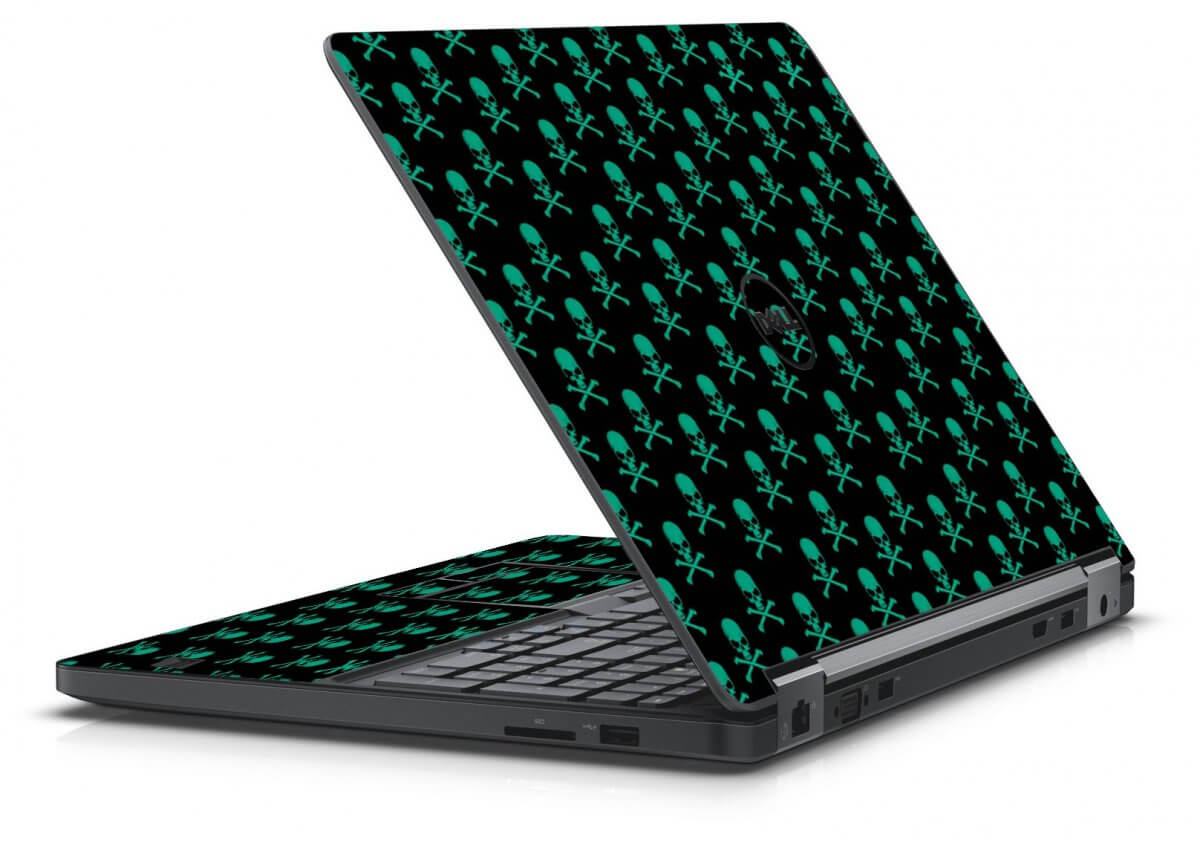 GREEN SKULLS DELL LATITUDE E5550 SKIN