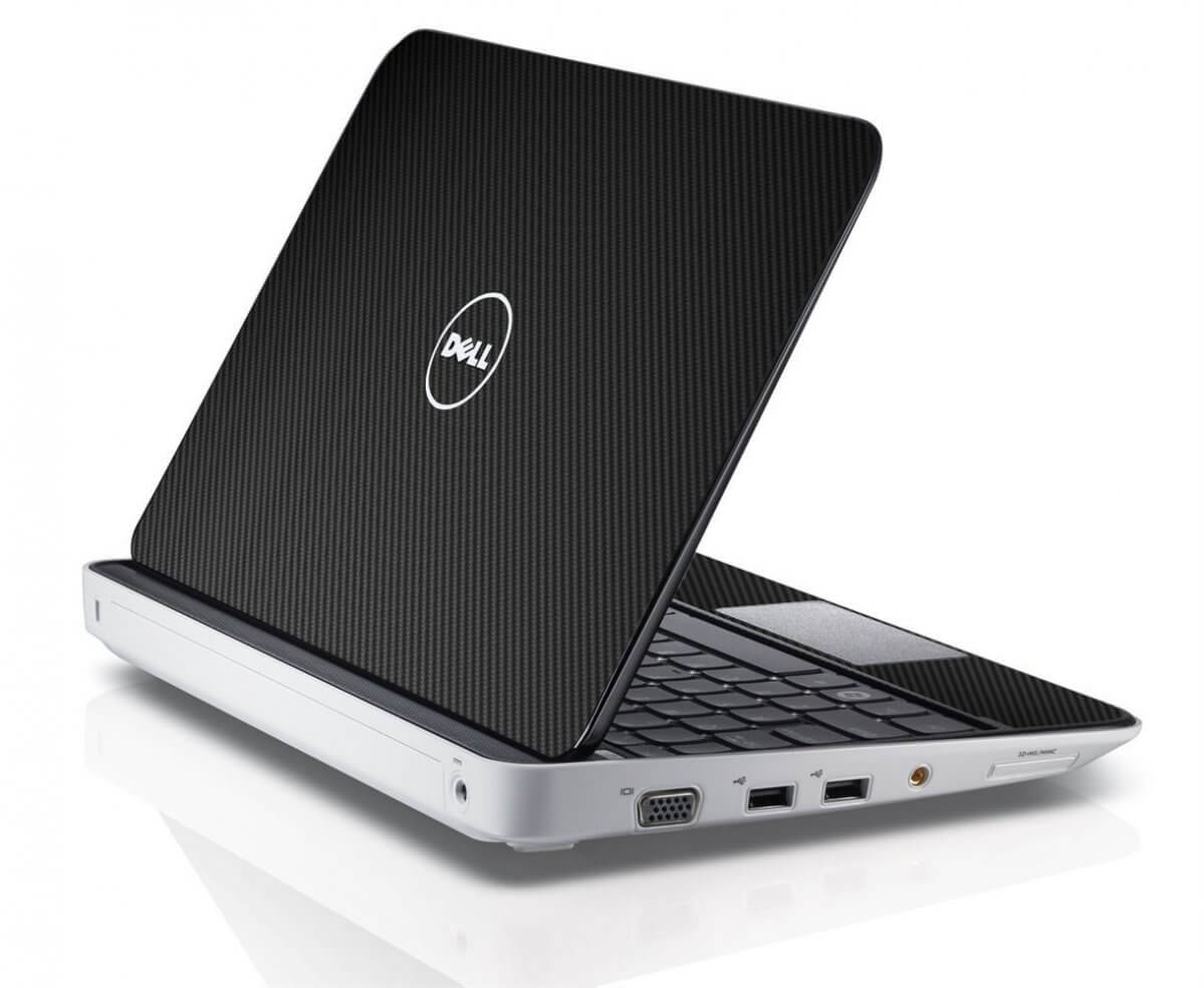BLACK TEXTURED CARBON FIBER Dell Inspiron Mini 10 1012 Skin