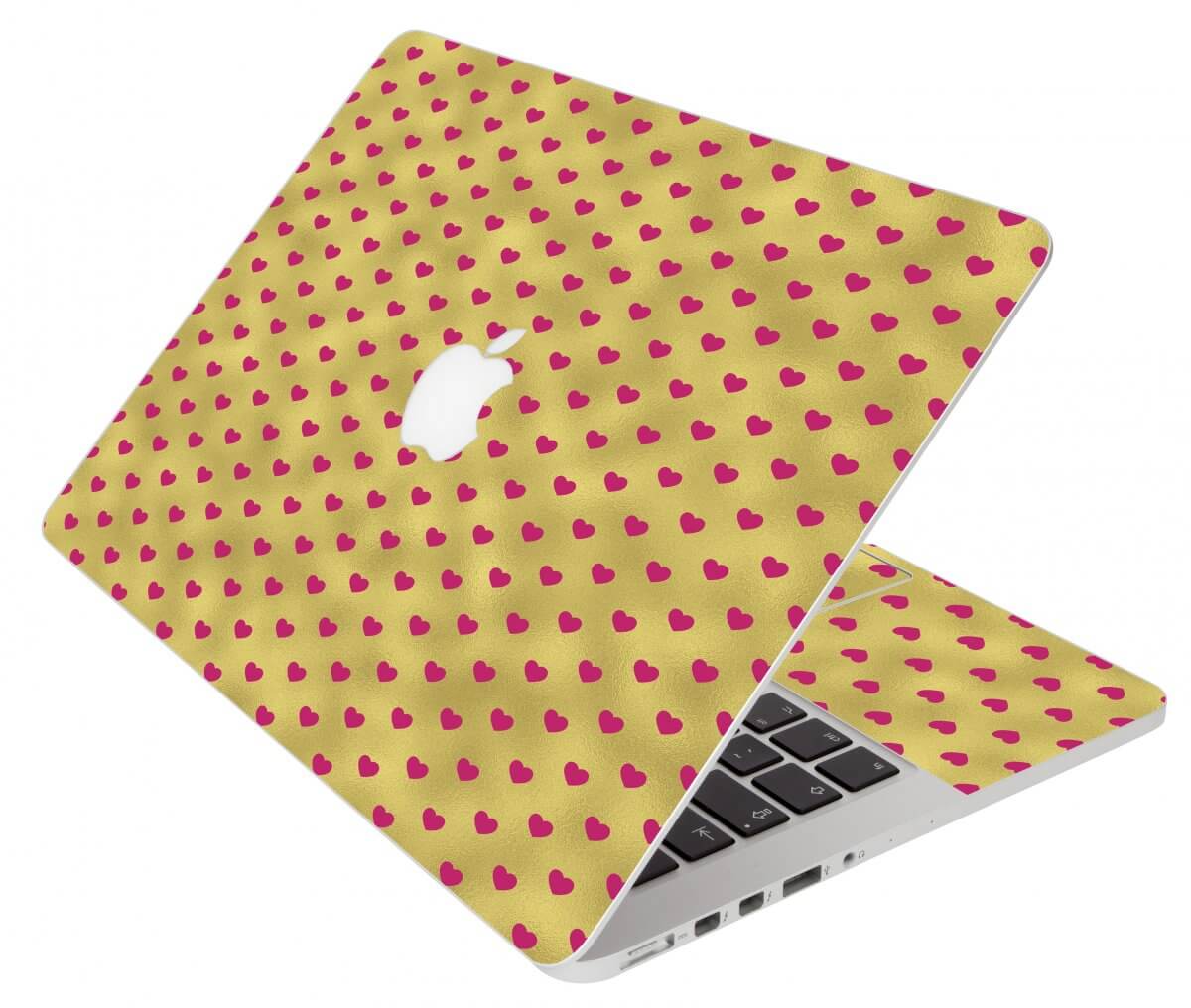Gold Pink Hearts Apple Macbook Air 11 A1370 Laptop Skin 