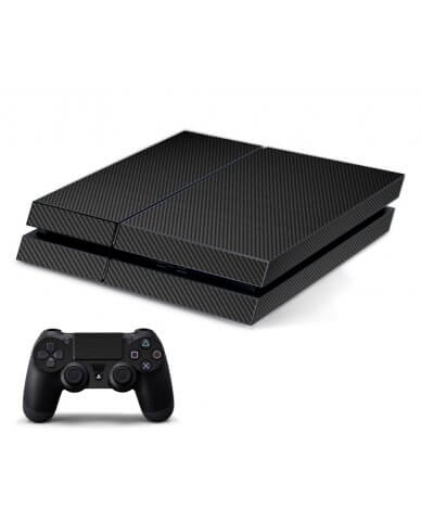 BLACK TEXTURED CARBON FIBER PLAYSTATION 4 GAME CONSOLE SKIN