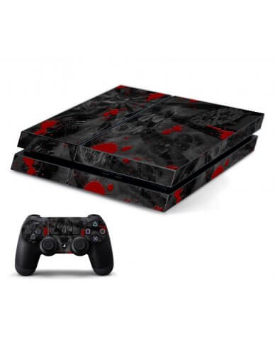 BLACK SKULL RED PLAYSTATION 4 GAME CONSOLE SKIN
