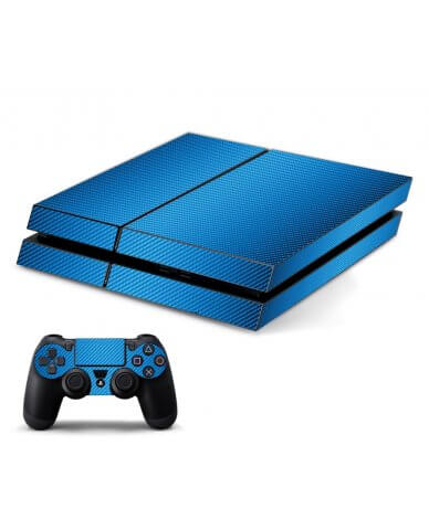 BLUE TEXTURED CARBON FIBER PLAYSTATION 4 GAME CONSOLE SKIN