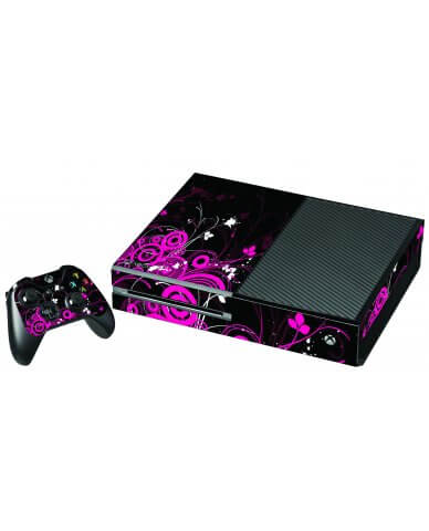 BLACK PINK BUTTERFLIES XBOX ONE GAME CONSOLE SKIN