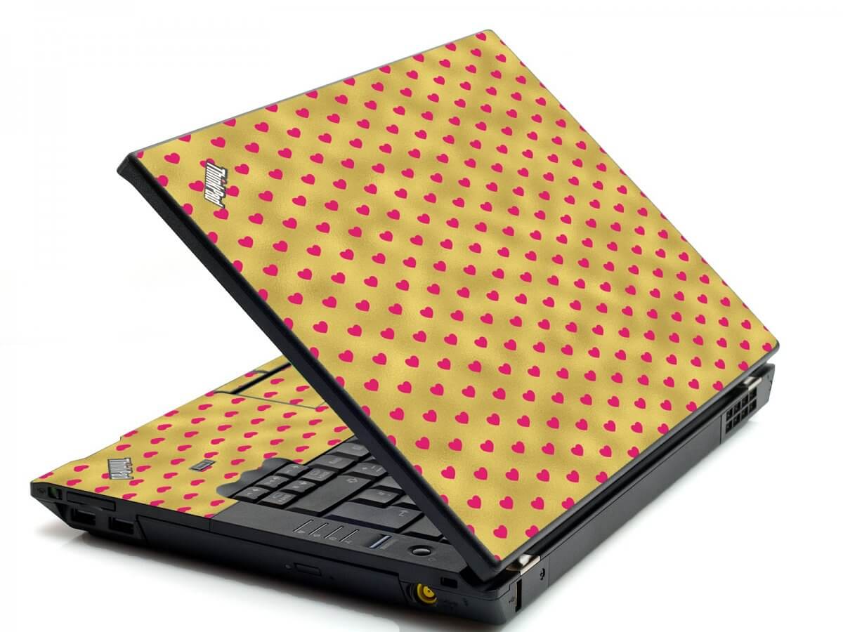Gold Pink Hearts IBM L412 Laptop Skin